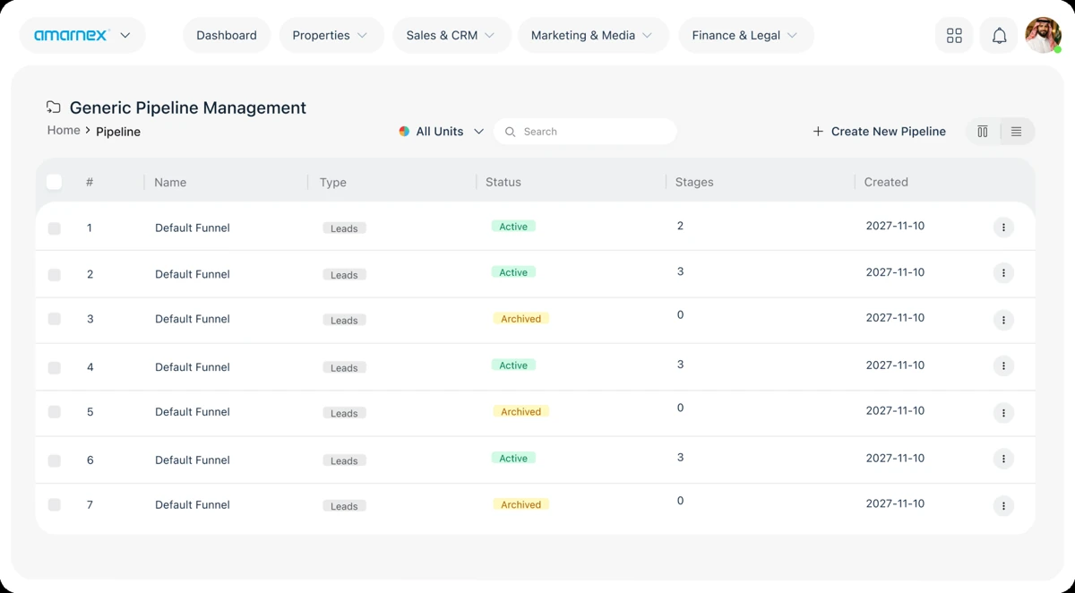 Amarnex pipeline interface supporting the example workflow