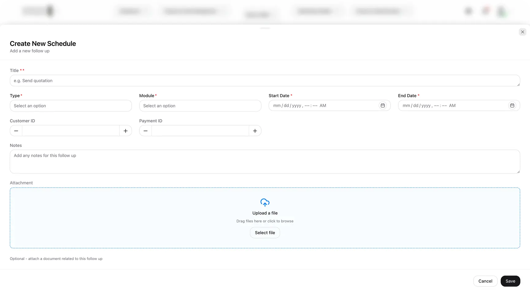 Create a new follow-up schedule